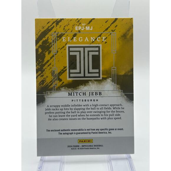2024 Panini Impeccable Mitch Jebb 3 Color Jersey Patch Auto 5/99 SP Pirates - Picture 2 of 2